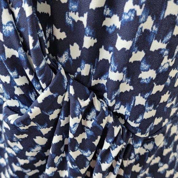 Banana Republic Blue And White Print Faux Wrap Knot Dress Sz L Petite NEW - Picture 7 of 11